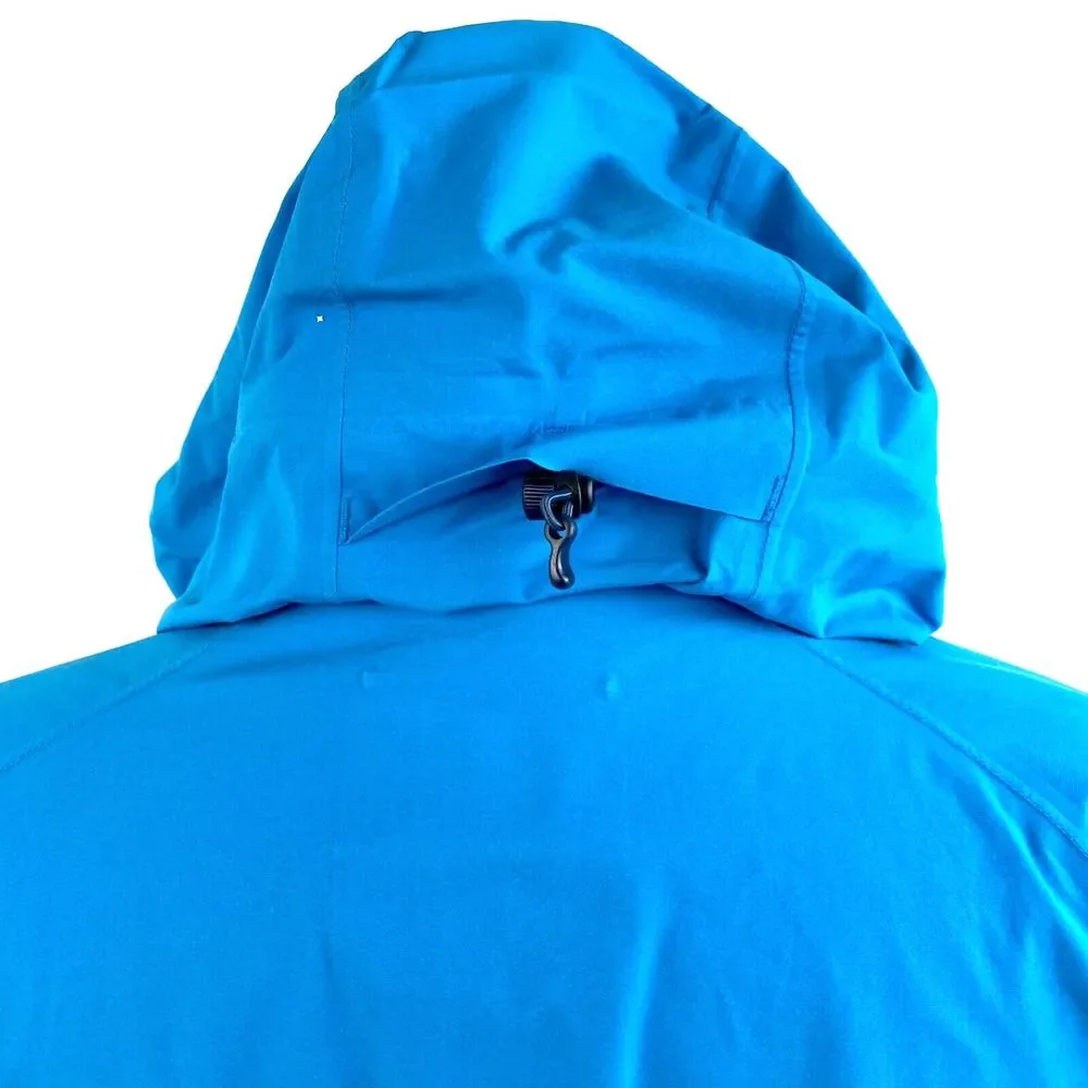 Mountain Hard Wear Rain Jacket Woman XS Aqua Blue Hood Zip Nylon Pockets Outdoor